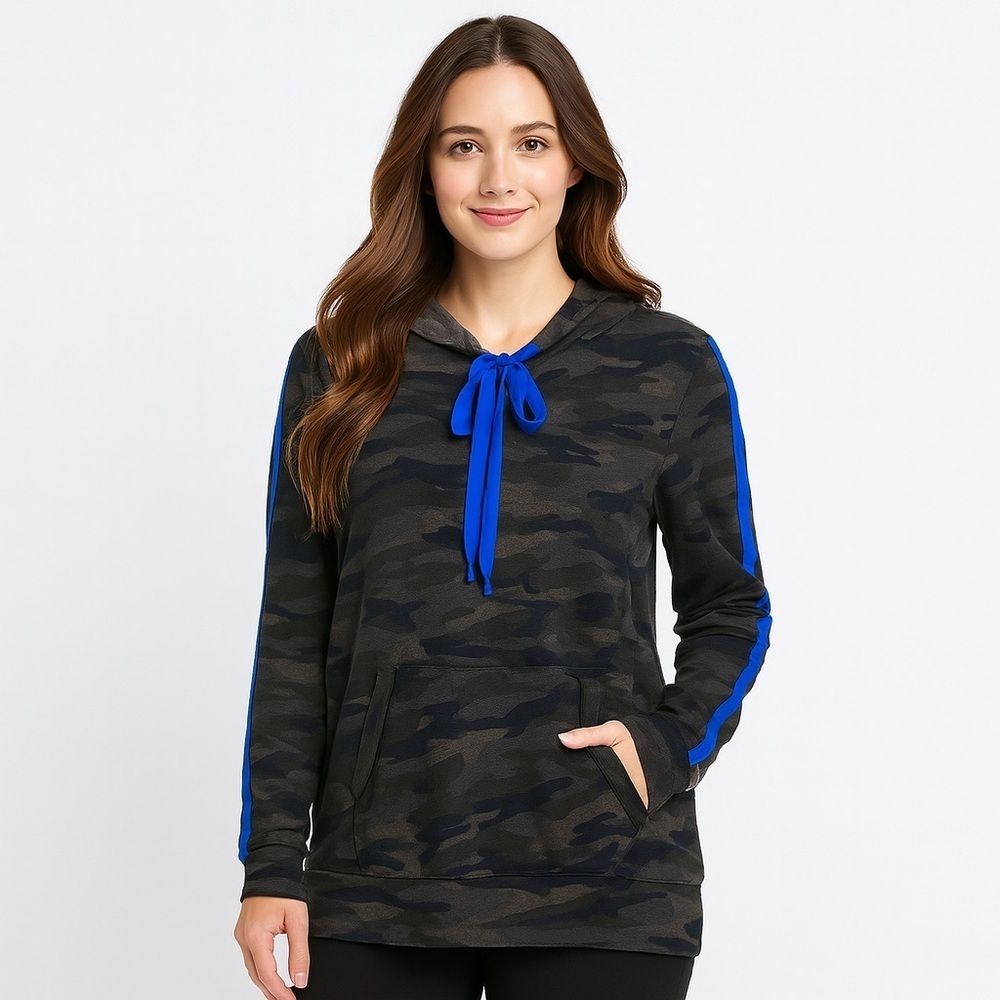 Peyton Jensen Camo Hoodie w/ Blue Accents Size XS